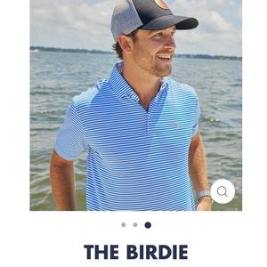 Rhoback Blue and White Striped Polo